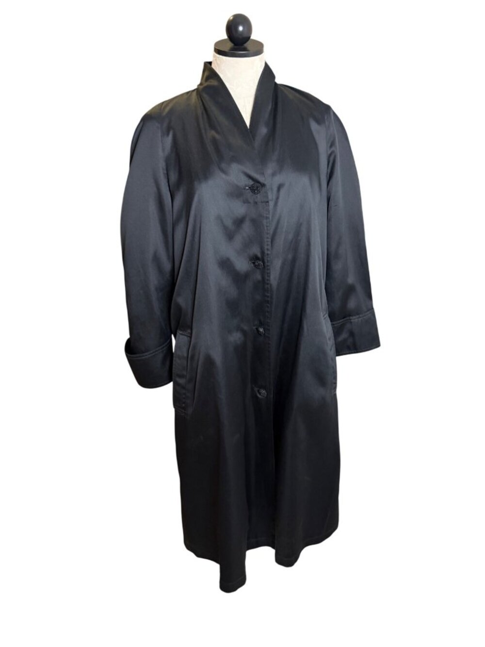 Count Romi All Weather Traveler Evening Coat Size 2 Black Button Front Vintage - Picture 10 of 13